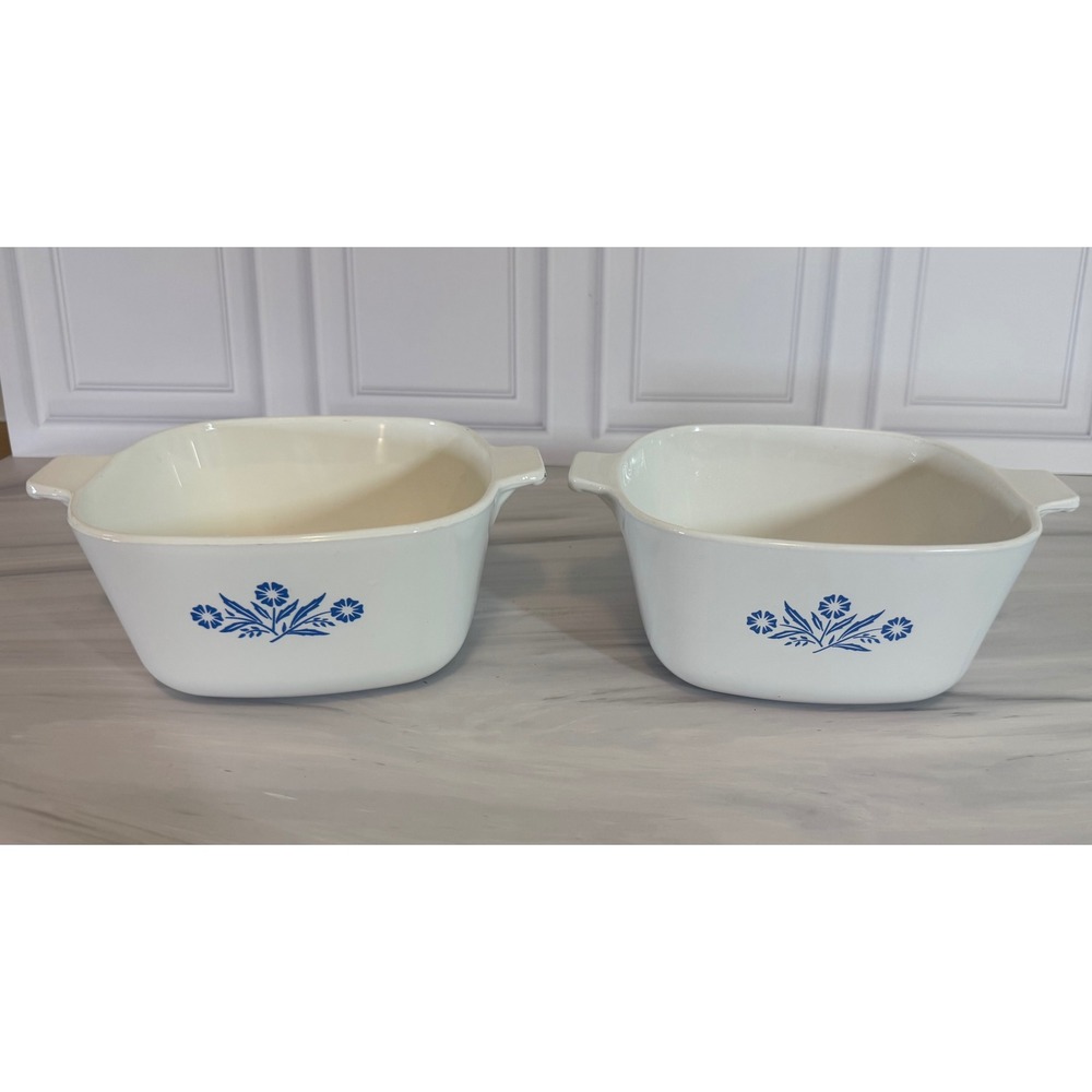 Vintage Corning Ware Cornflower Blue 1.75 Qt Casserole Dish P-1 3/4-B Set of 2